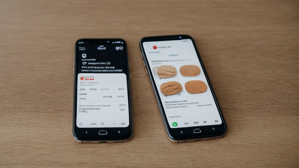 Смартфон без текста на экране рядом с продуктами и картой лояльности